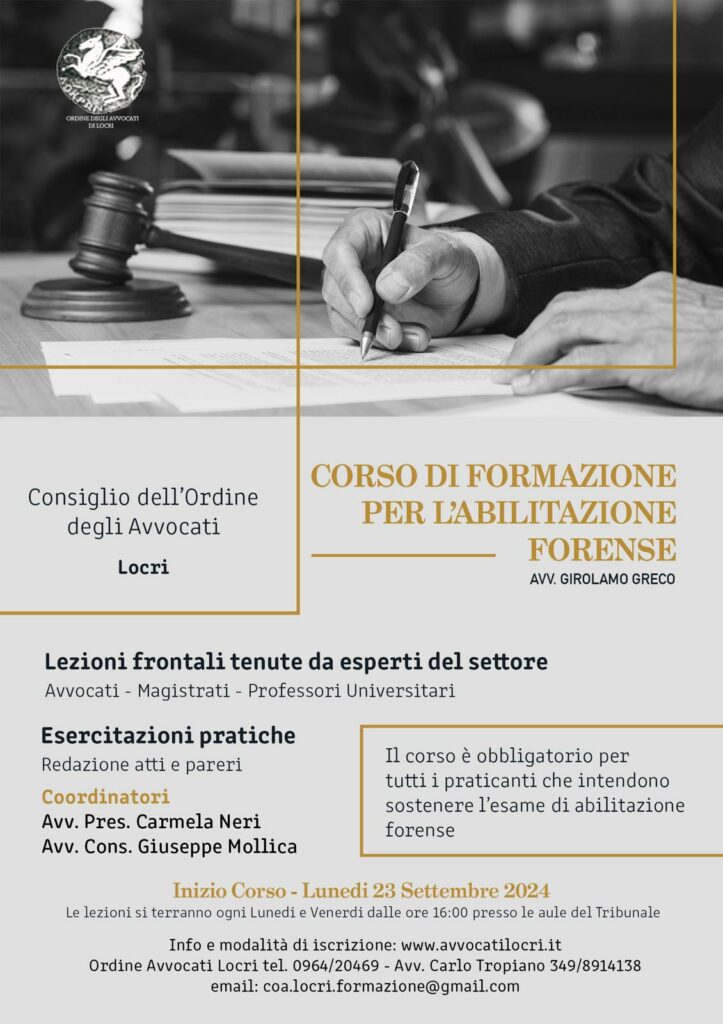 Corso di formazione per l’abilitazione forense